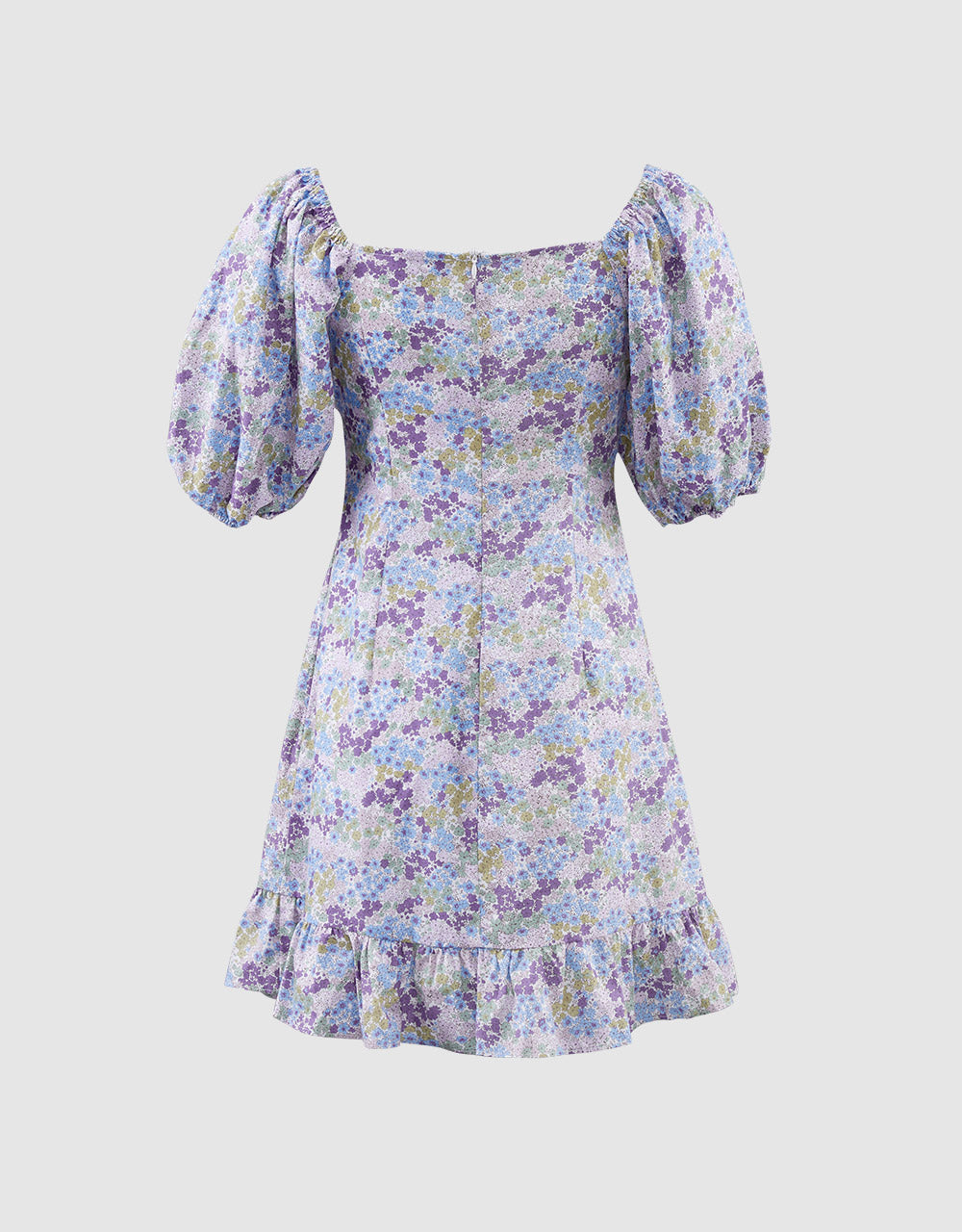 퍼프 슬리브 플로럴 프린트 드레스