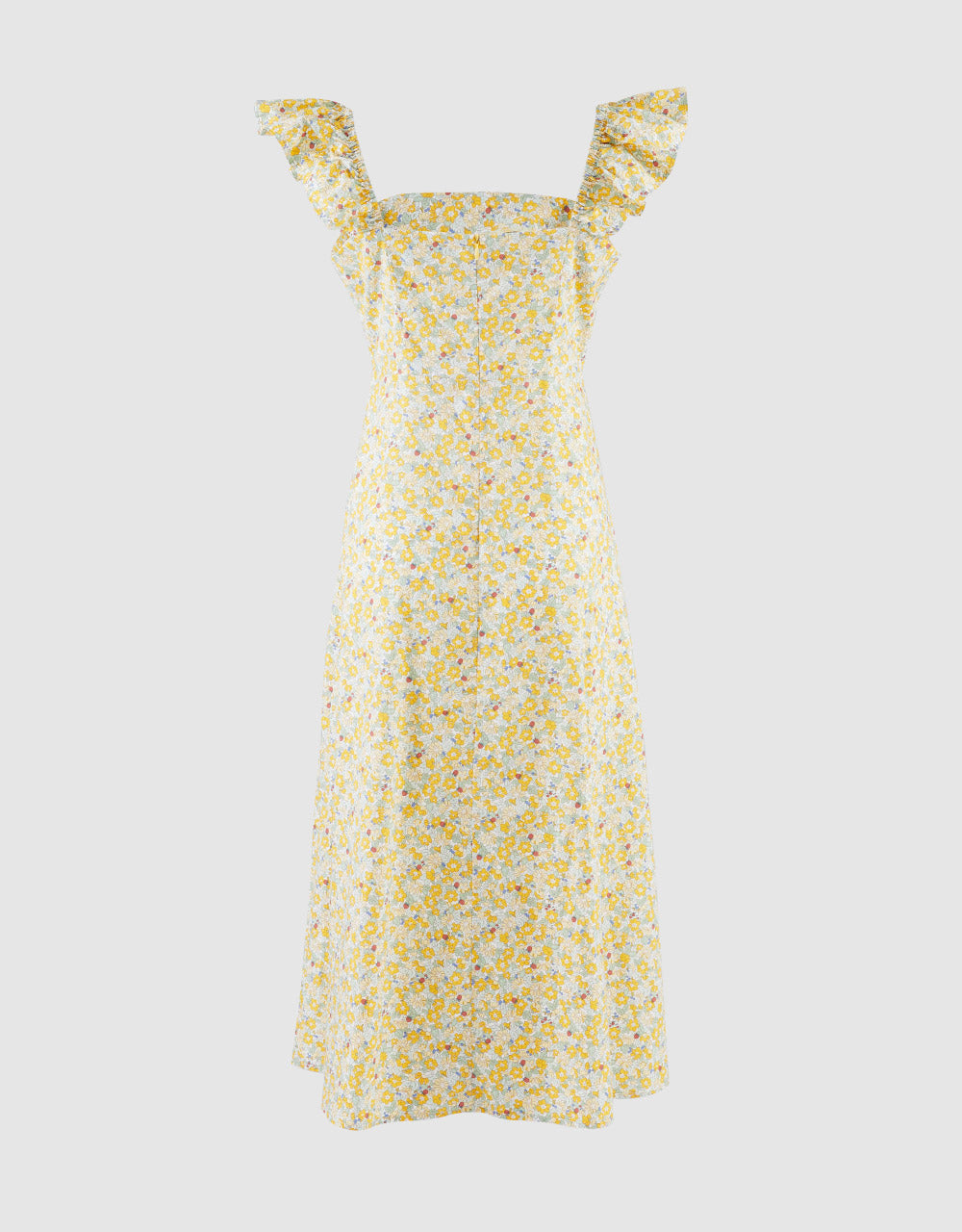 플로럴 프린트 러플 슬리브 드레스