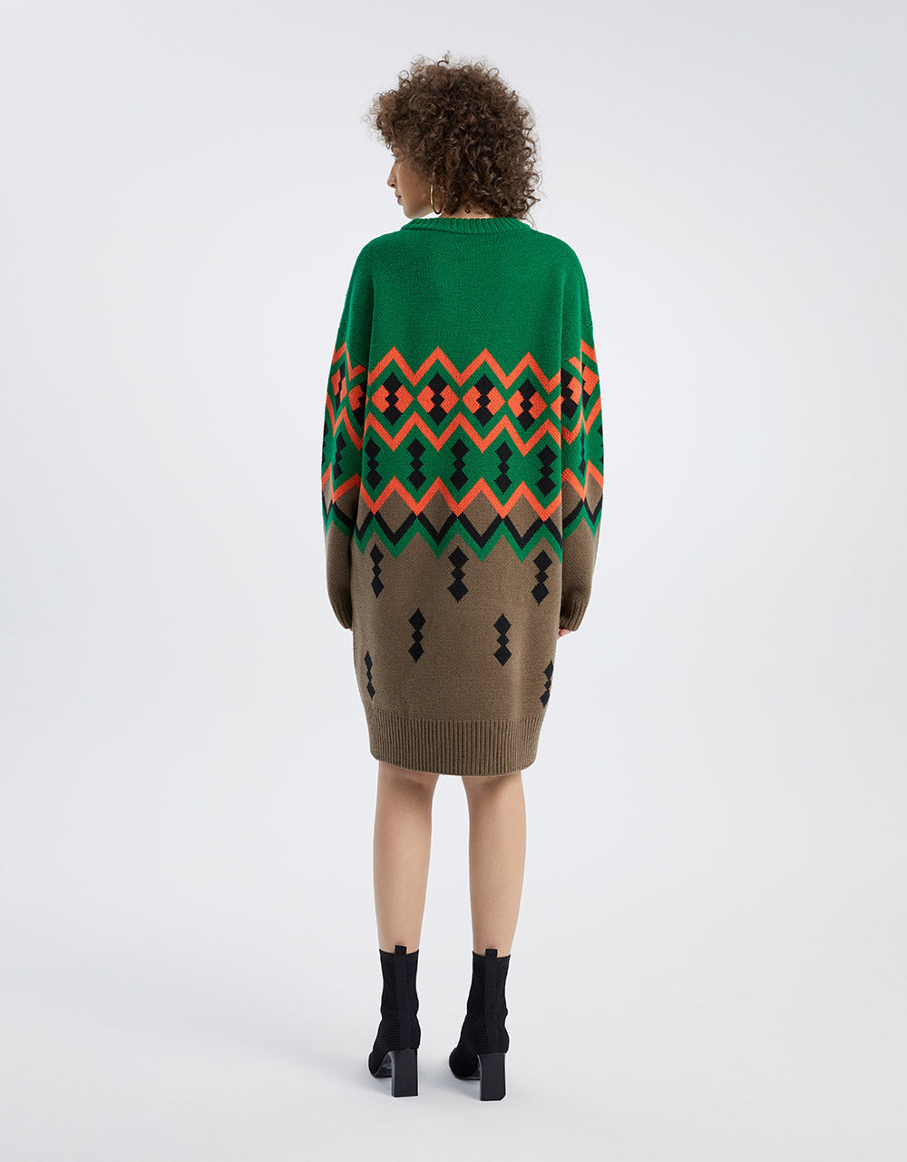 지오 패턴 스웨터 드레스