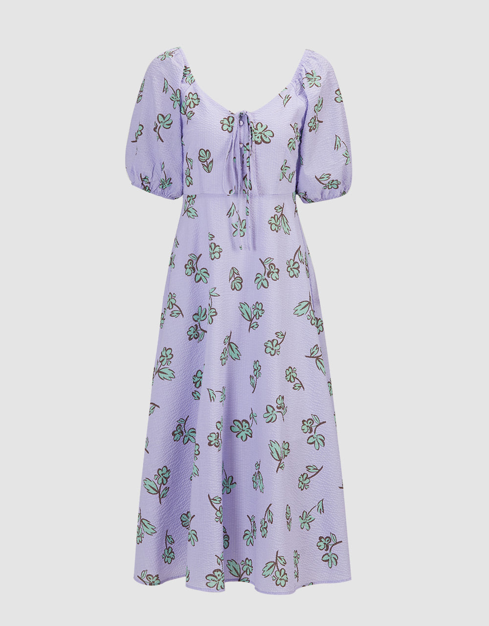 플로럴 프린트 퍼프 슬리브 드레스
