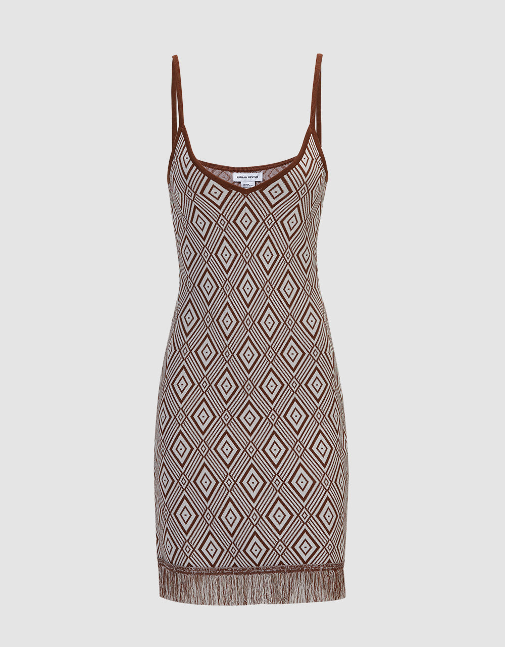 아가일 패턴 로우 헴 니트 바디콘 캐미 드레스