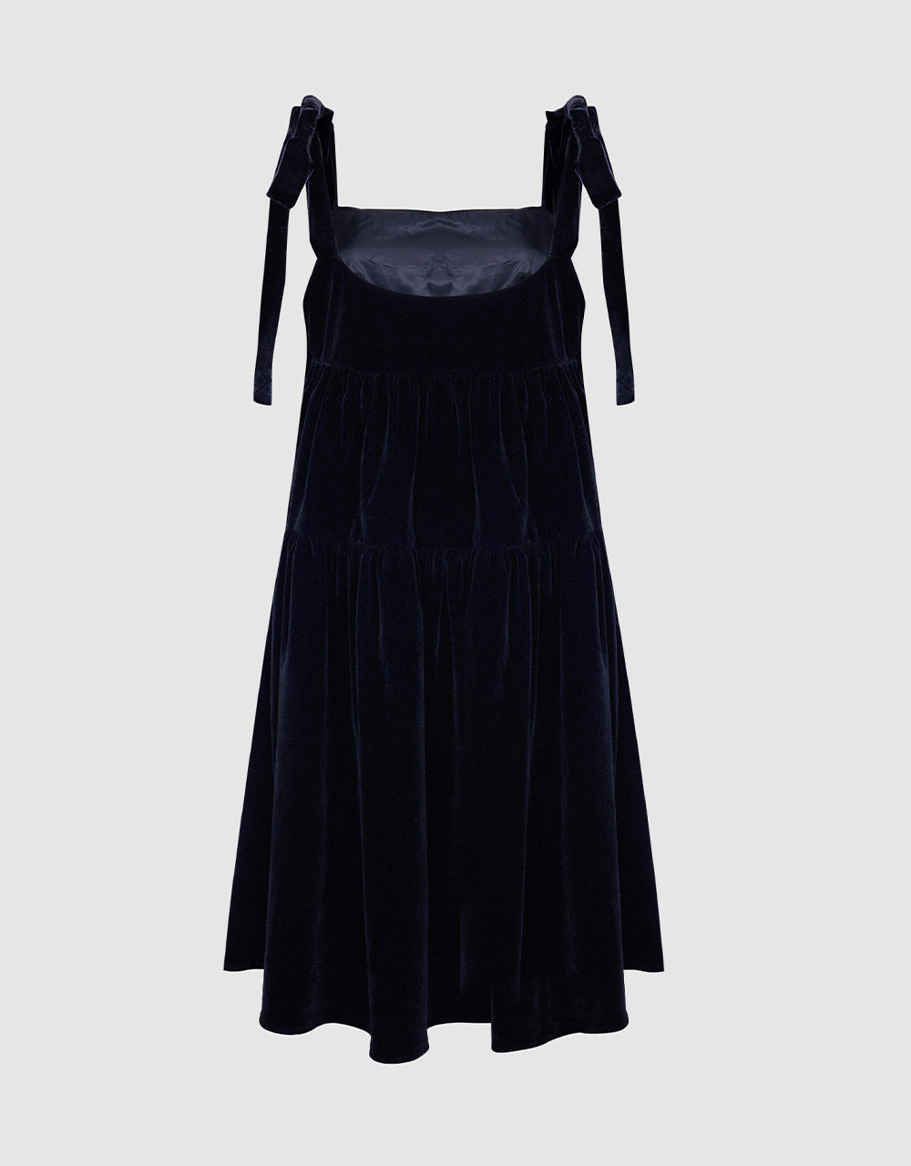 매듭 숄더 벨벳 캐미 드레스