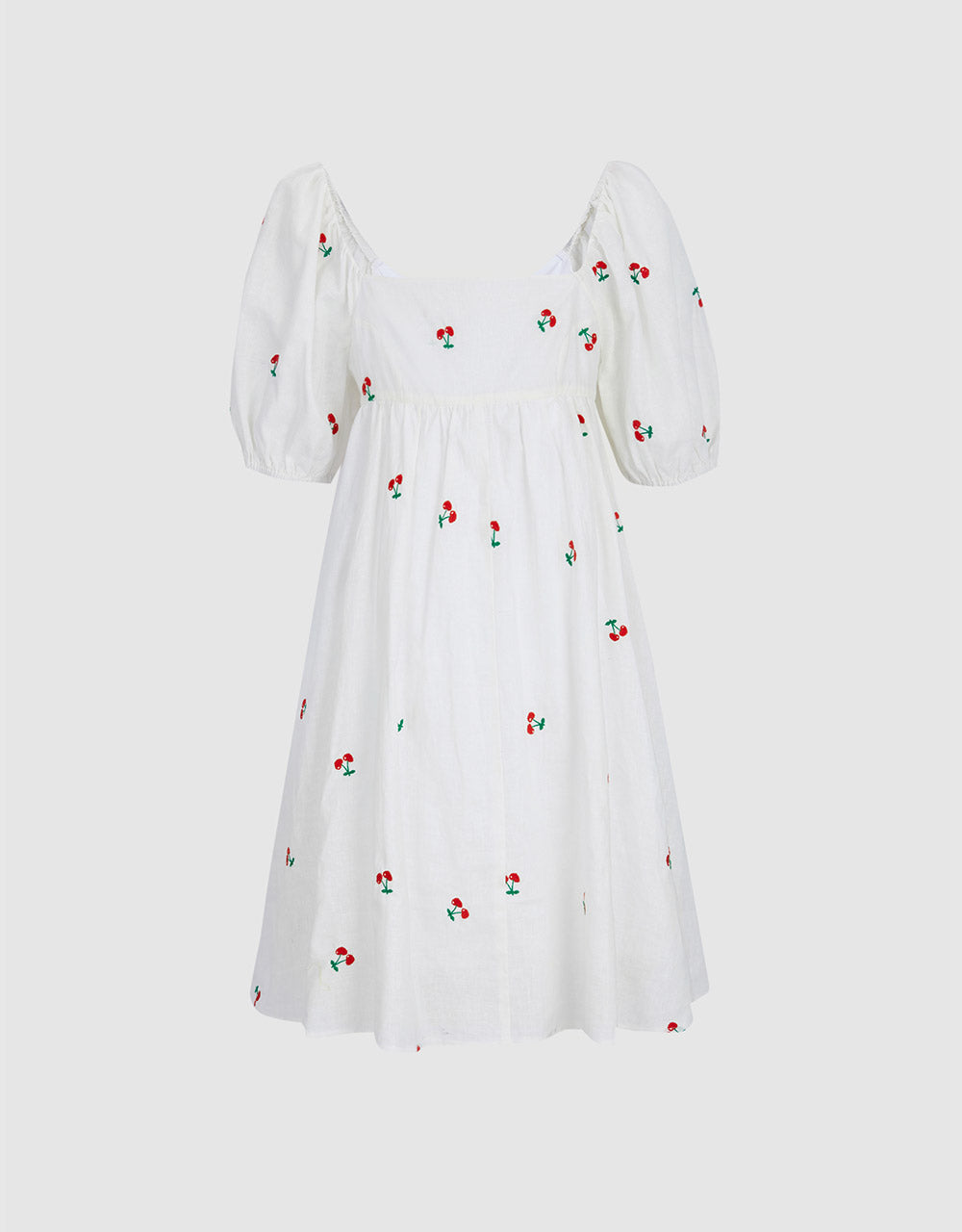 체리 퍼프 슬리브 드레스