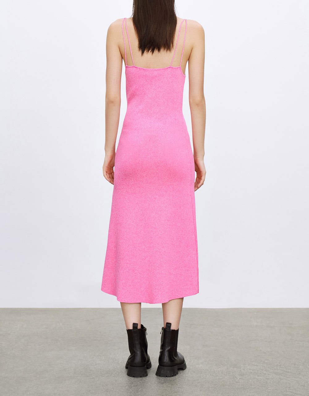 스플릿 헴 미디 바디콘 캐미 드레스